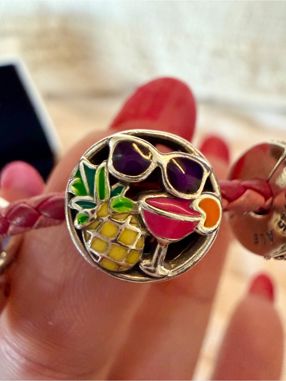 Pandora Pink, Purple, Yellow Tropical Enamel Charm
